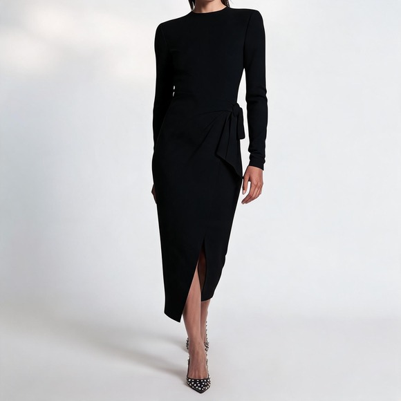 Isabel Marant Dresses & Skirts - Isabel Marant Etoile Midi Dress Lisy Wrap Black Wool Linen Blend Size 42 Large